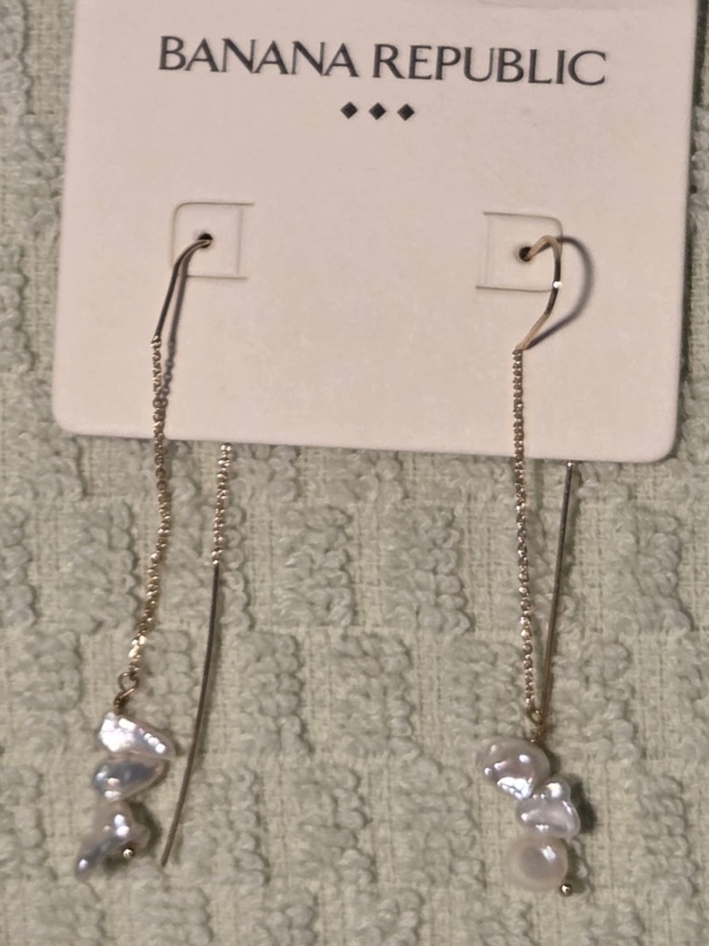 Banana Republic Gold Threader Earrings with White Pearls